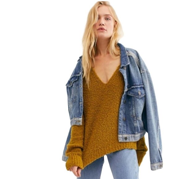 Free People Finders Keepers V Neck Sweater Athens Moss Size S - Picture 7 of 10